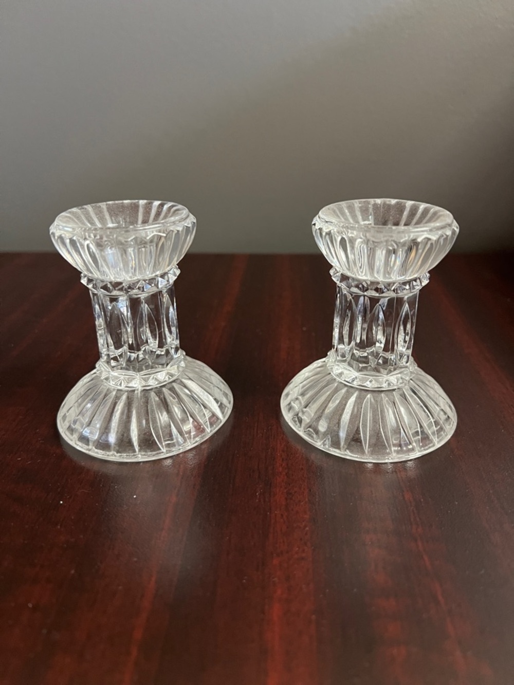 Clear Glass Taper Candle Holders - Set of 2